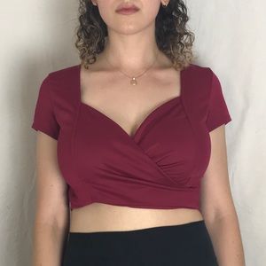 Charlotte Russe Red Wrap Crop top